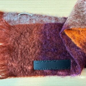 Adolfo Dominguez Vintage Mohair Scarf Fuzzy Red and Purple